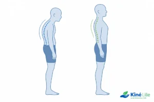 Comparaison de posture : épaules tombantes enroulées vers l'avant versus épaules redressées